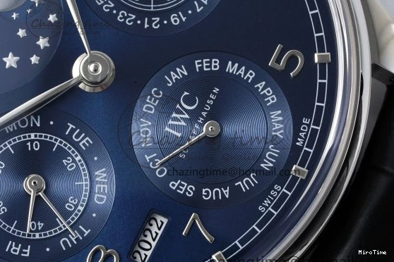 MIROTIME 0407 Bold Portugieser Perpetual Calendar SS 5033 APSF 1:1 Best Edition Blue Dial on Black Leather Strap A52610 Clone 7041